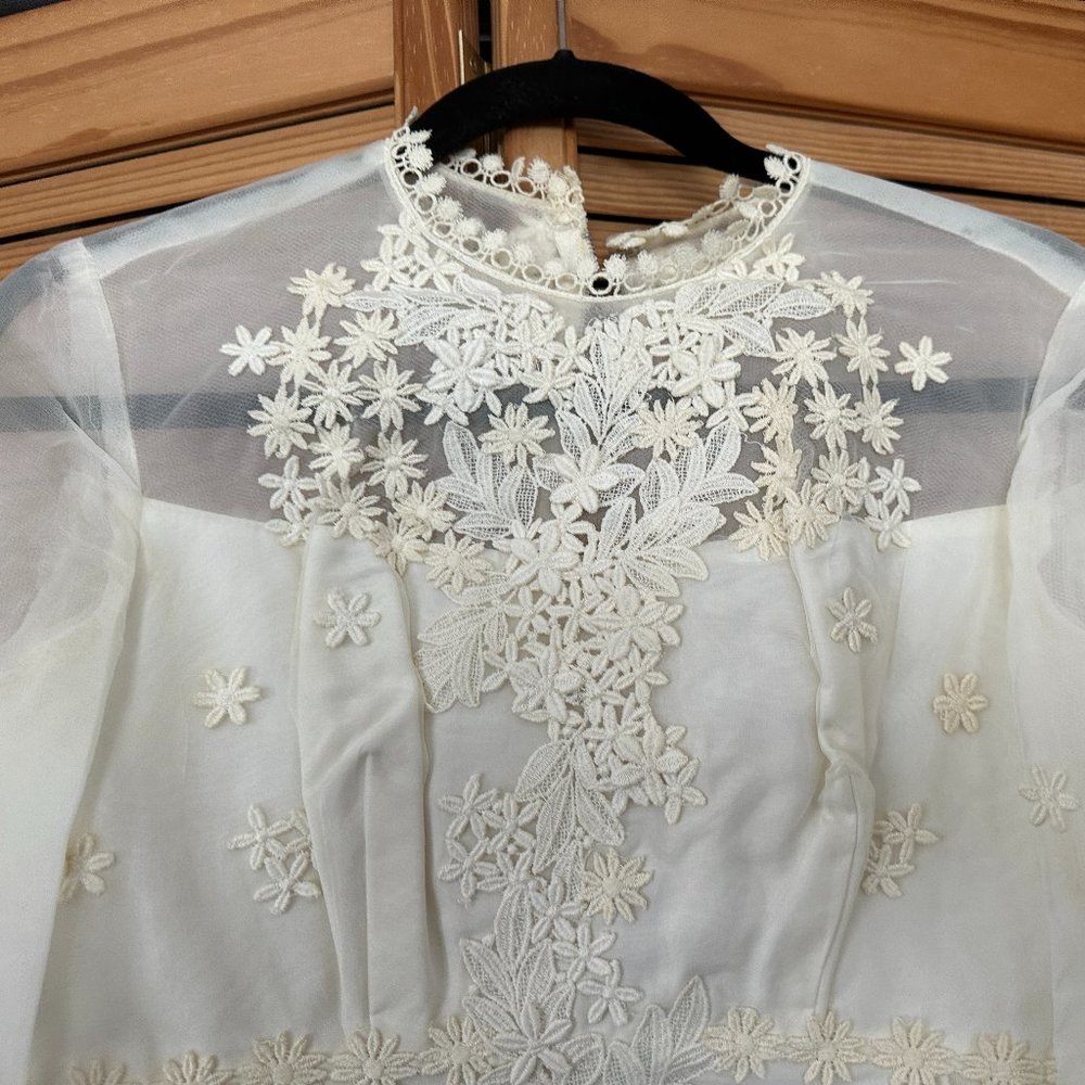 1970's Wedding Gown with Cathedral Veil